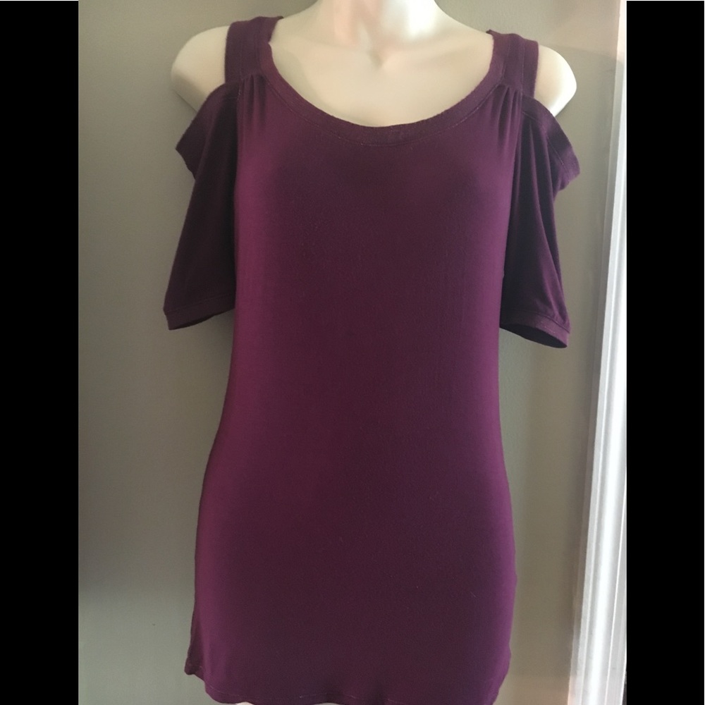 Linq Burgundy Cold Shoulder Tshirt